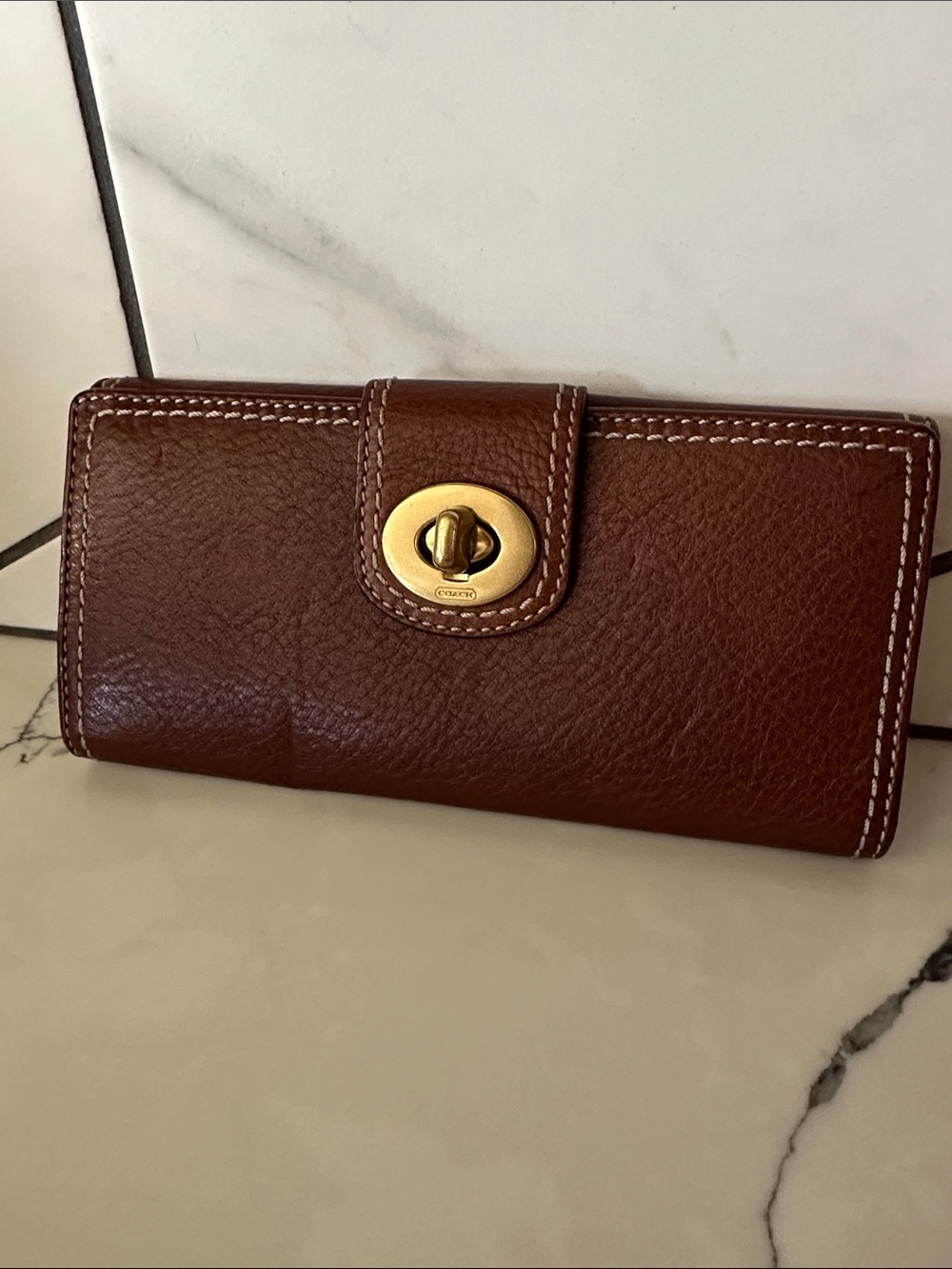 Coach Brown Leather Turnlock Wallet